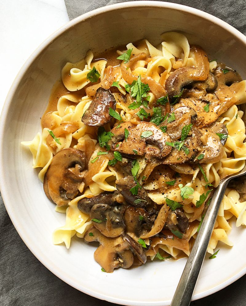 Mushroom Stroganoff With Egg Noodles