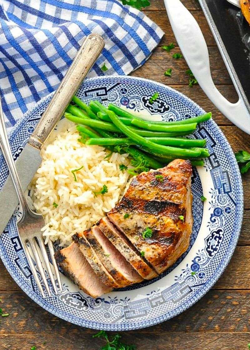 Grilled Pork Chops With Wild Rice