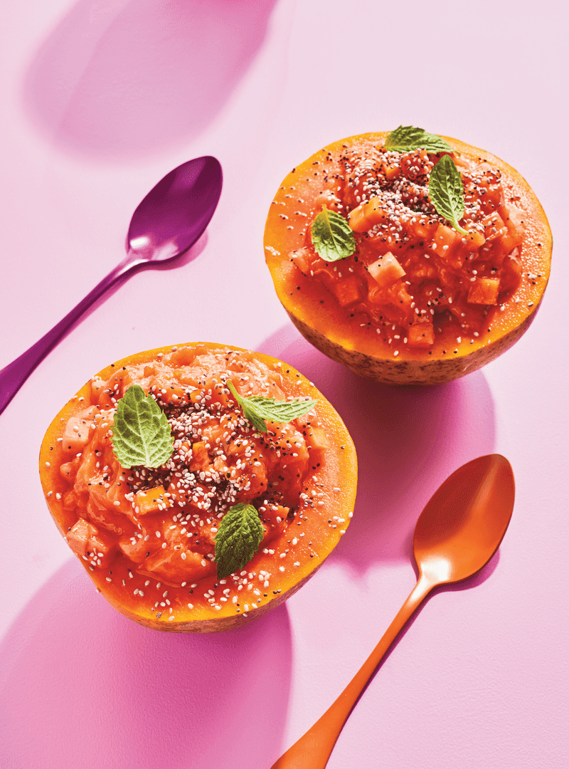 Papaya Sorbet With Mint
