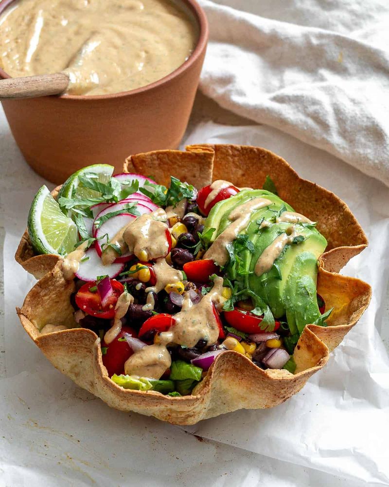 Fajita Salad In Tortilla Bowls