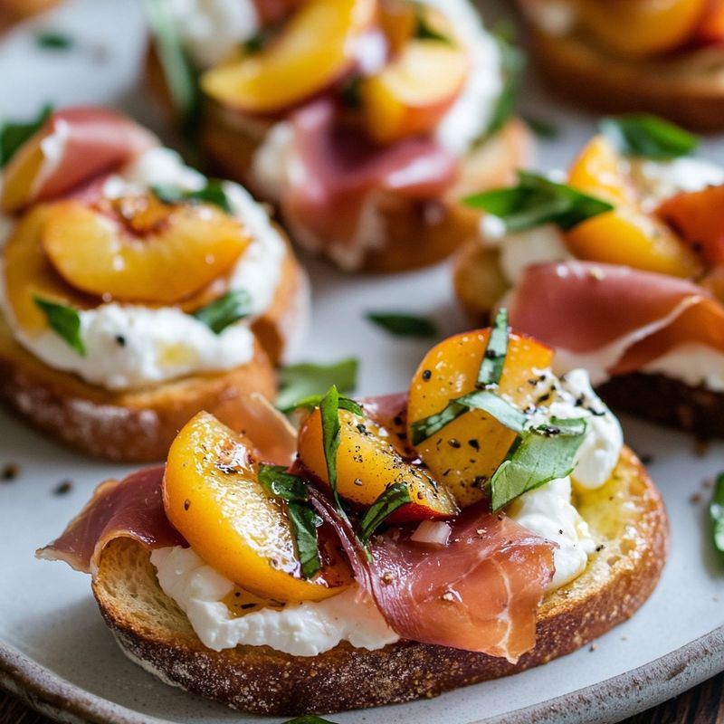 Grilled Peach & Burrata Crostini