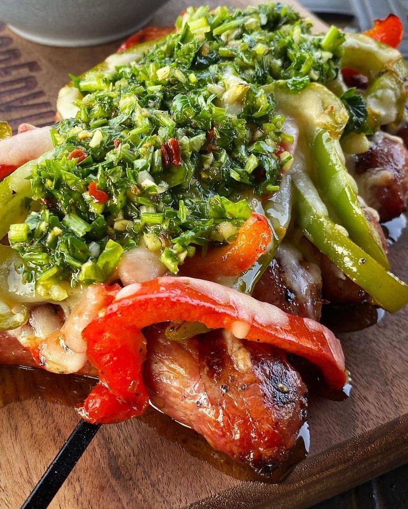 Chimichurri Veggie And Sausage Skewers