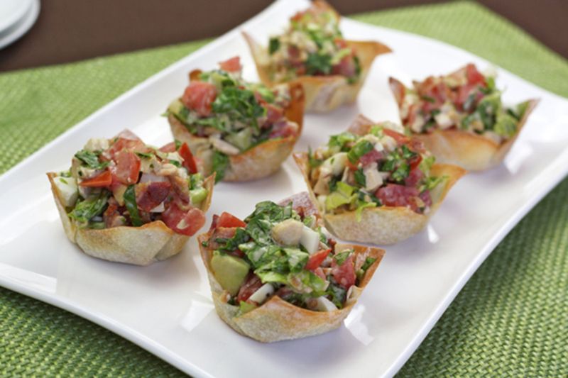 BLT Salad Wonton Shells