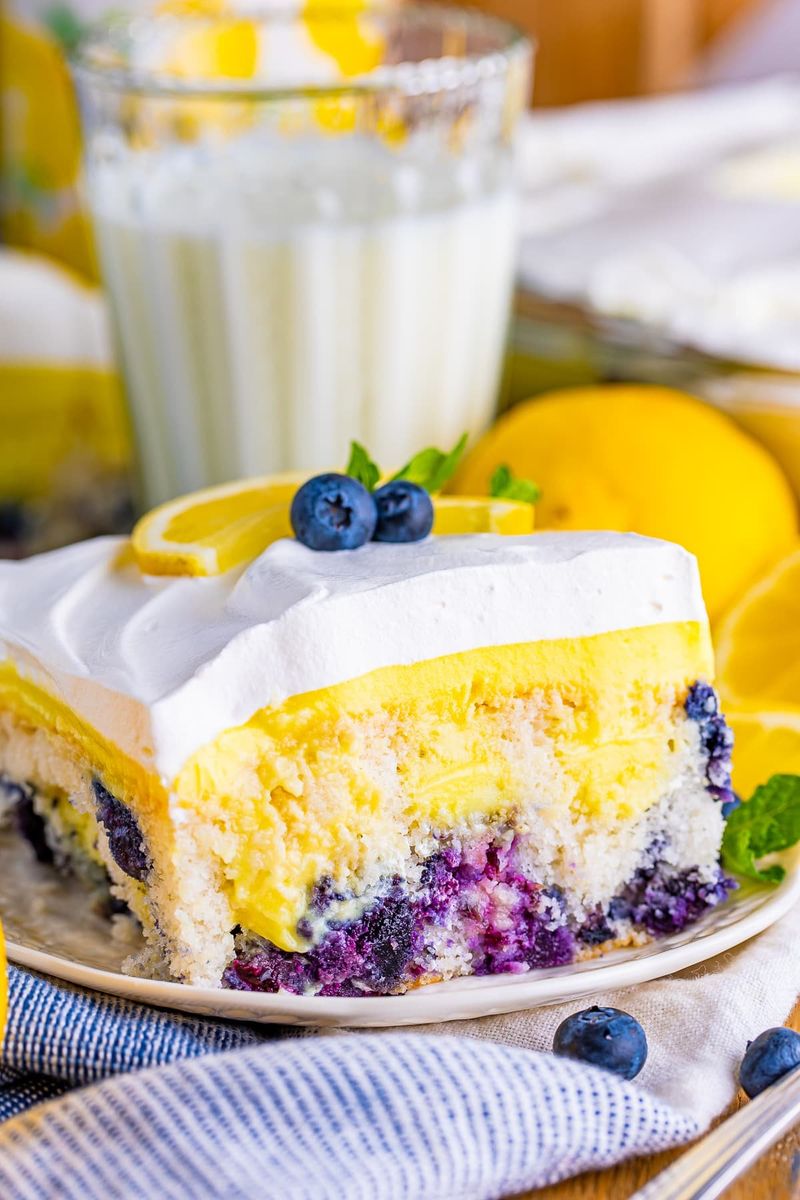 Lemon Blueberry Poke Cake