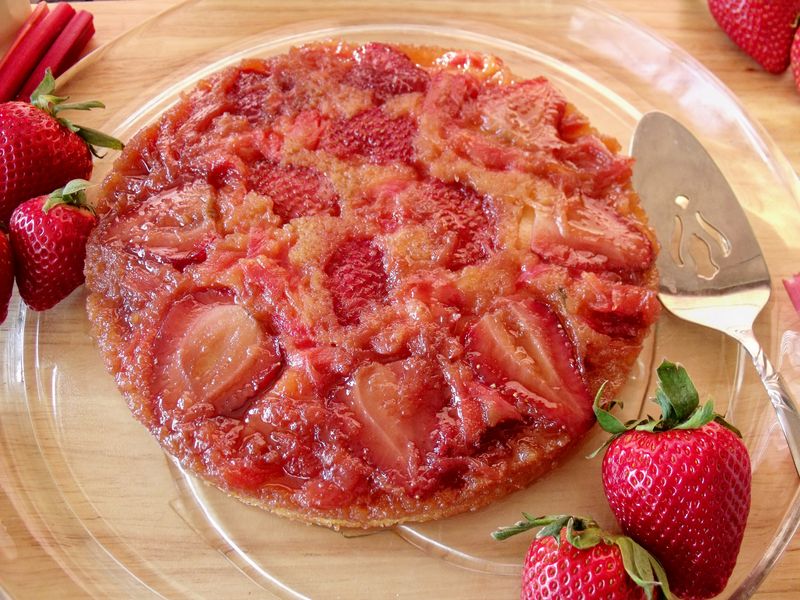 Strawberry-Rhubarb Upside-Down Cake