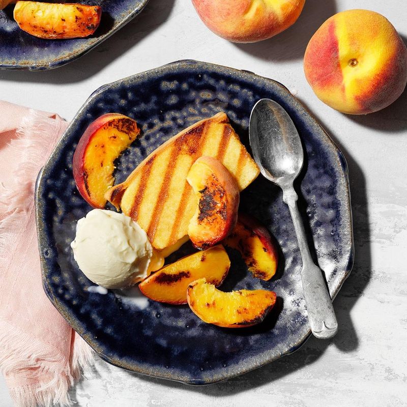 Grilled Pound Cake With Bourbon Peaches