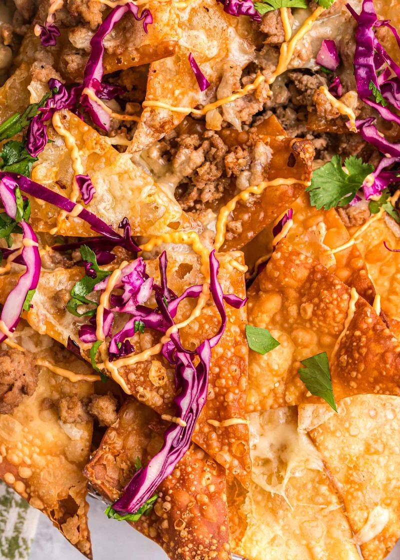 Wonton Nachos With All The Fixings