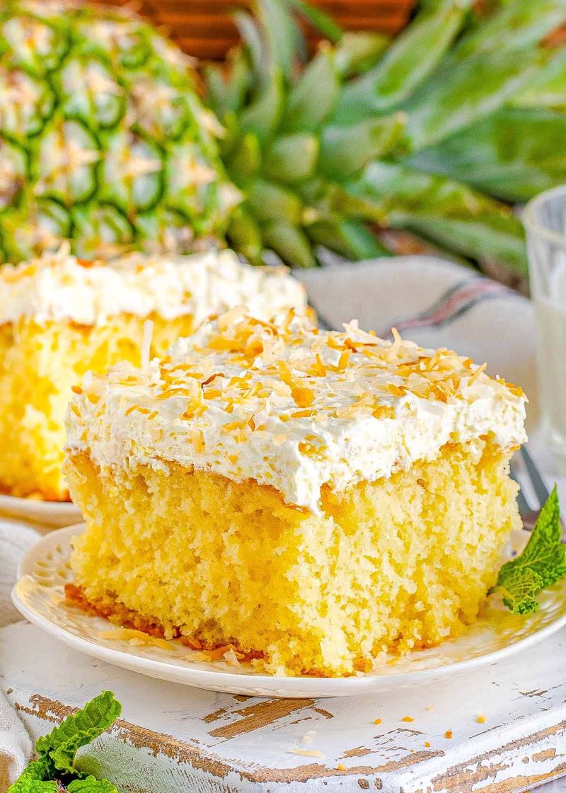 Tropical Pineapple Coconut Sheet Cake