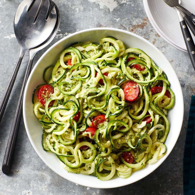 Zucchini Noodles With Basil Pesto