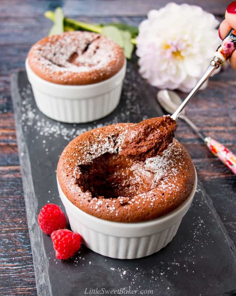 Chocolate Souffle With Raspberry Sauce