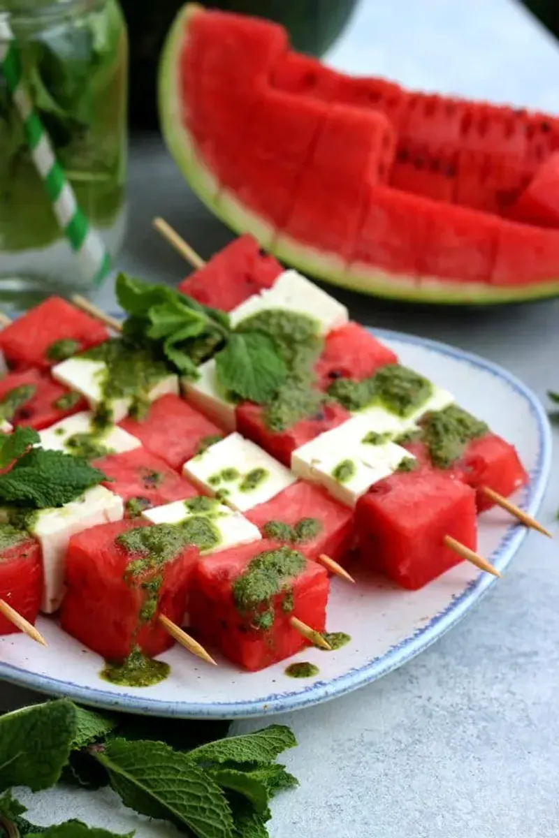 Watermelon Cubes With Feta