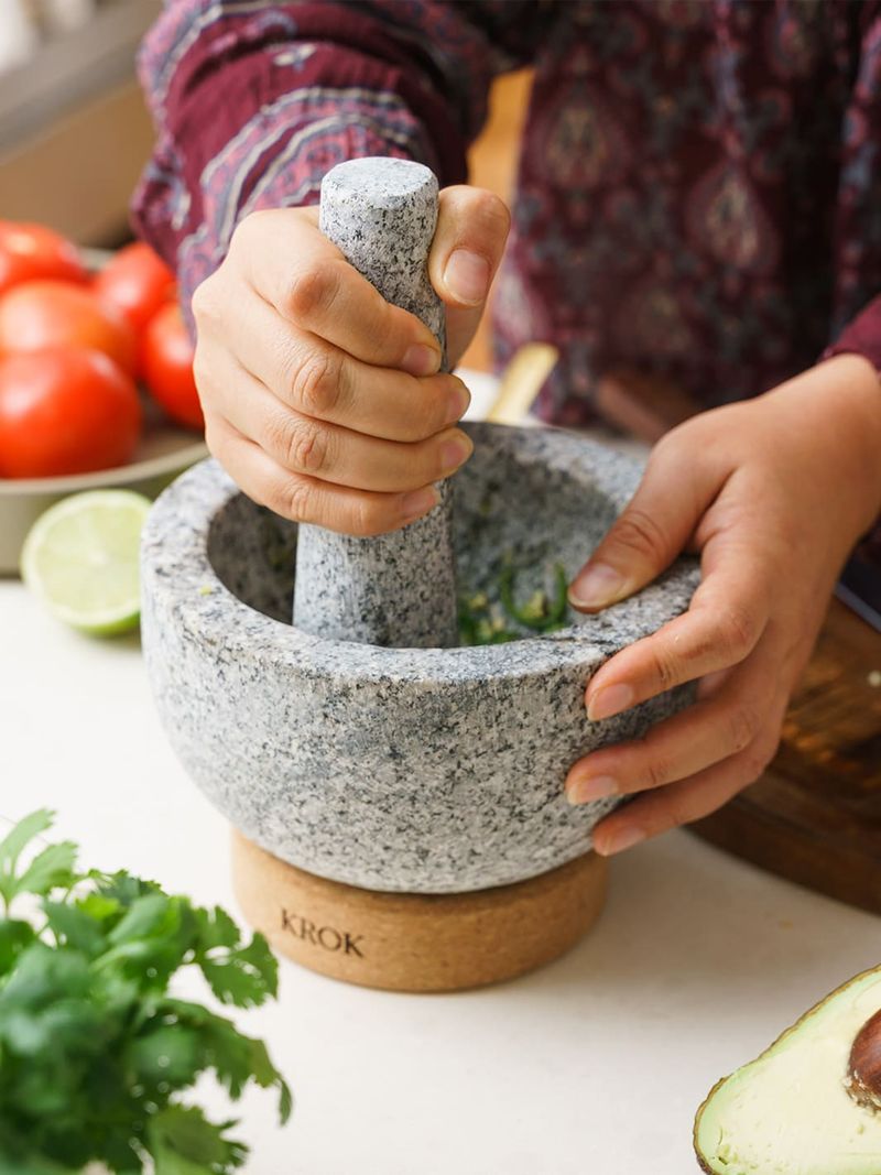 Hand Grinding Spices With Mortar And Pestle