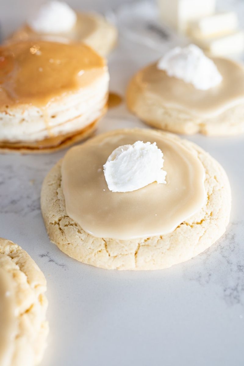 Pancake Stack Cookies With Syrup Icing