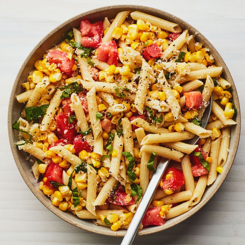 Sweet Corn And Basil Pasta