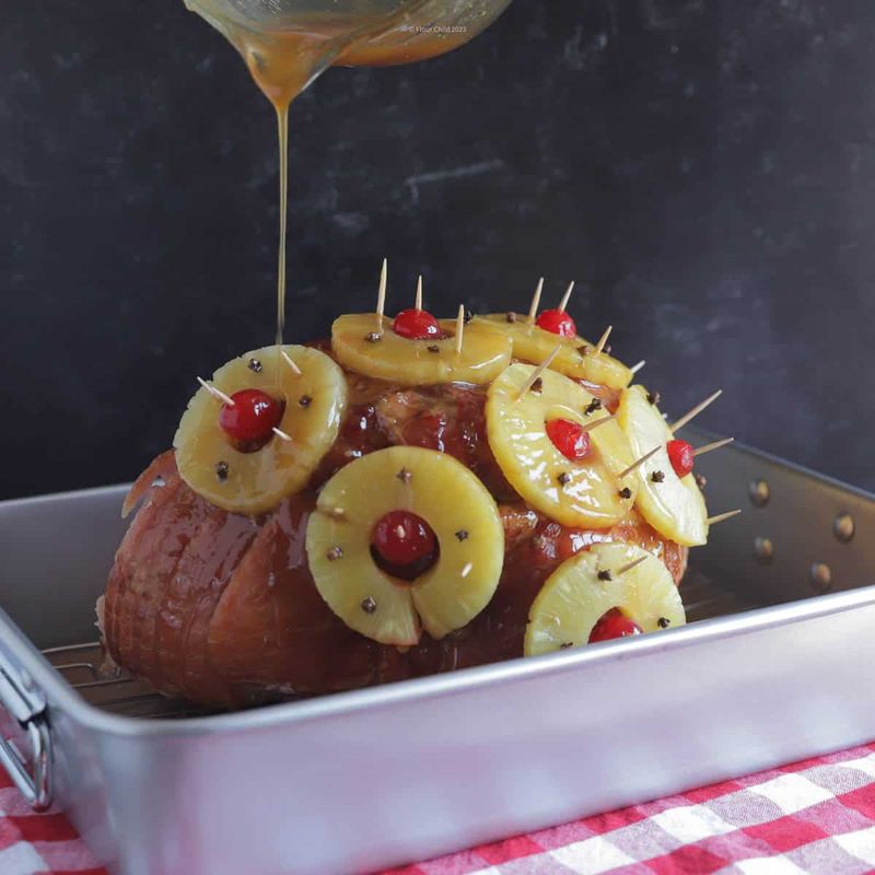 Baked Ham With Maraschino Cherries