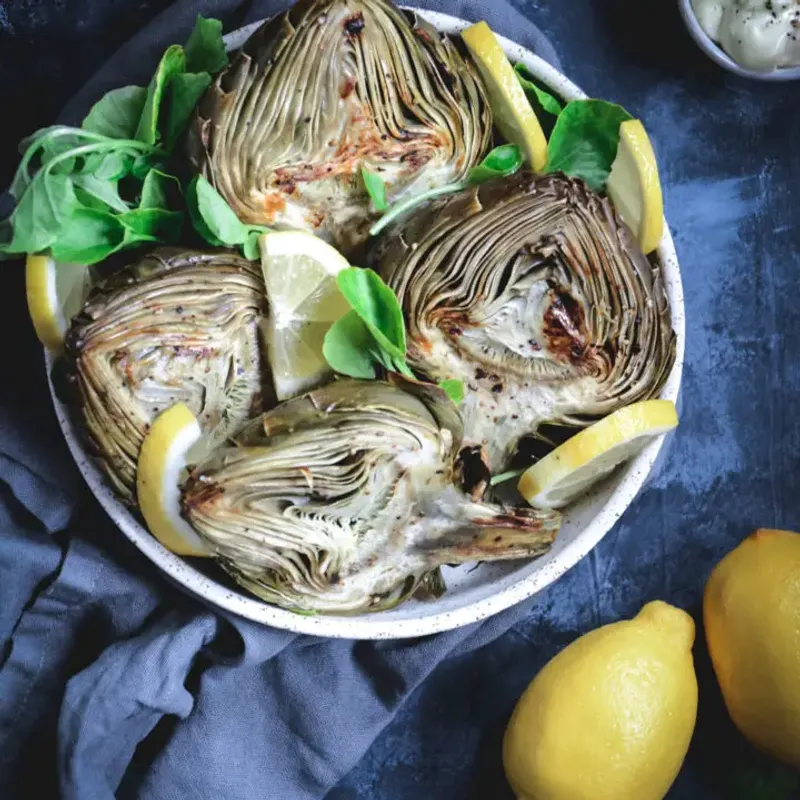 Lemon Garlic Roasted Artichokes