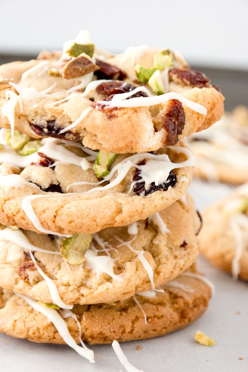 Pistachio White Chocolate Cherry Cookies
