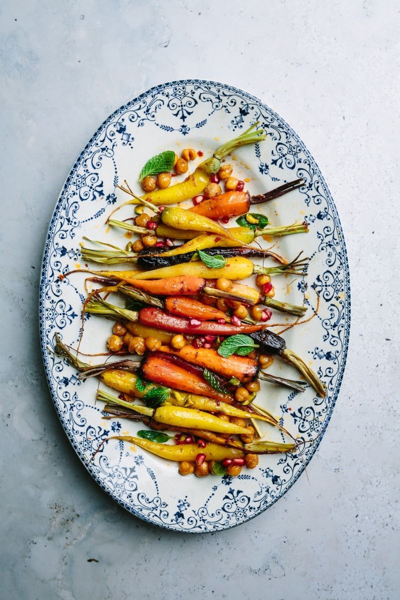 Spicy Harissa-Roasted Carrots And Chickpeas