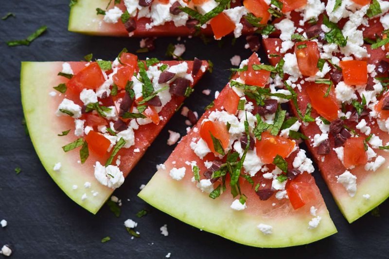 Watermelon Pizza With Feta And Mint