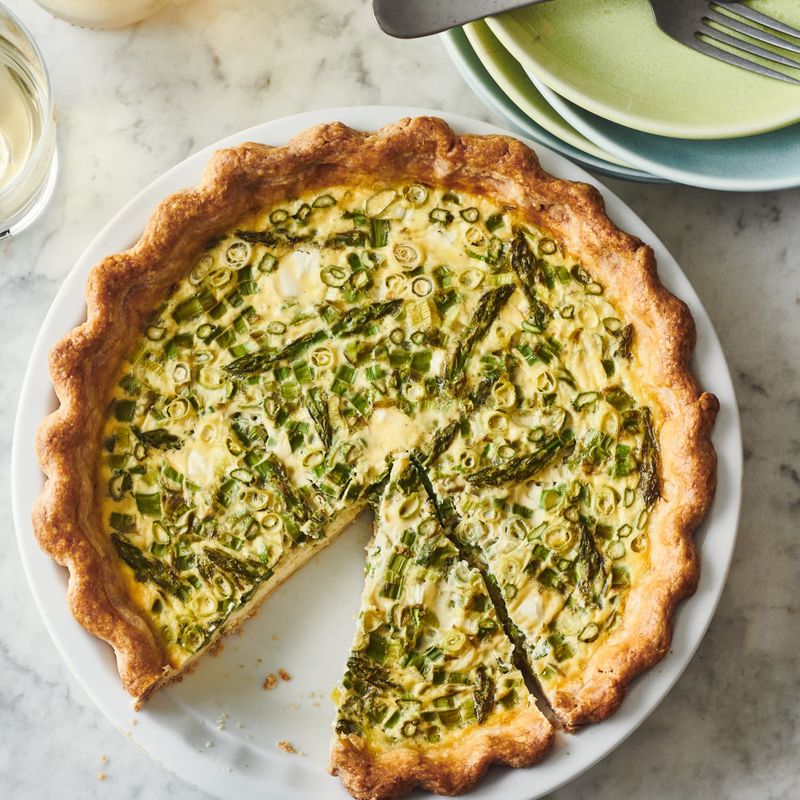 Spring Vegetable Quiche With Goat Cheese