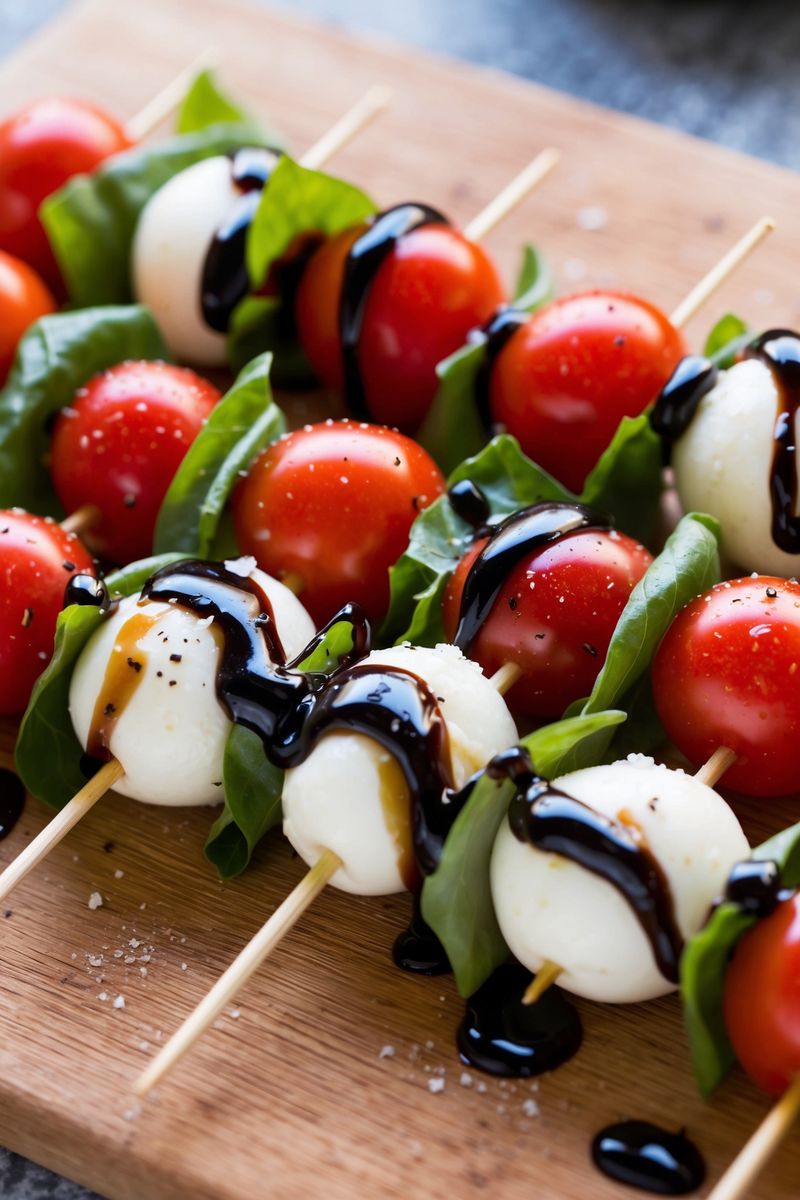 Caprese Skewers With Pesto Drizzle