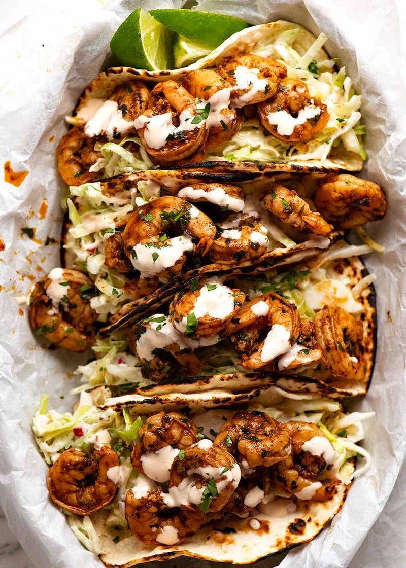 Prawn Tacos With Cabbage Slaw