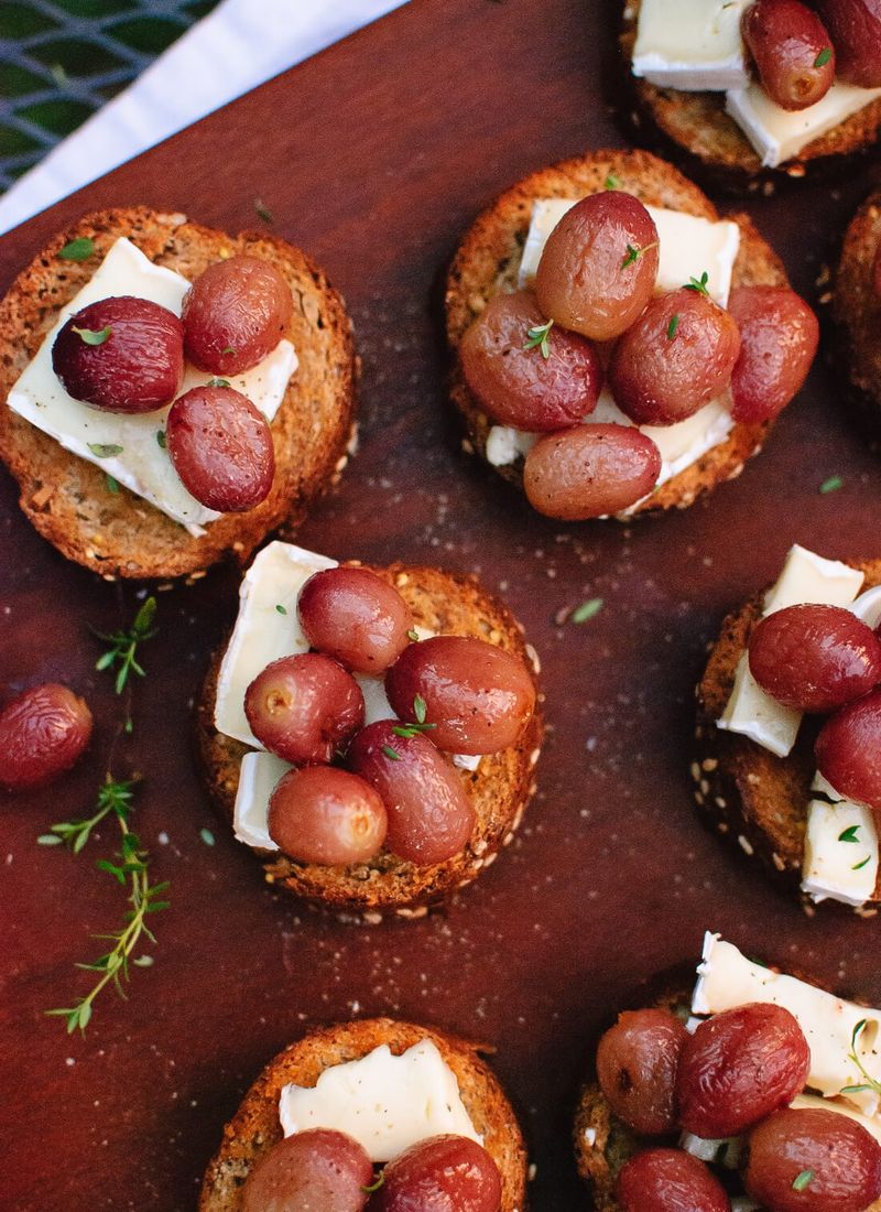 Roasted Grape & Ricotta Crostini