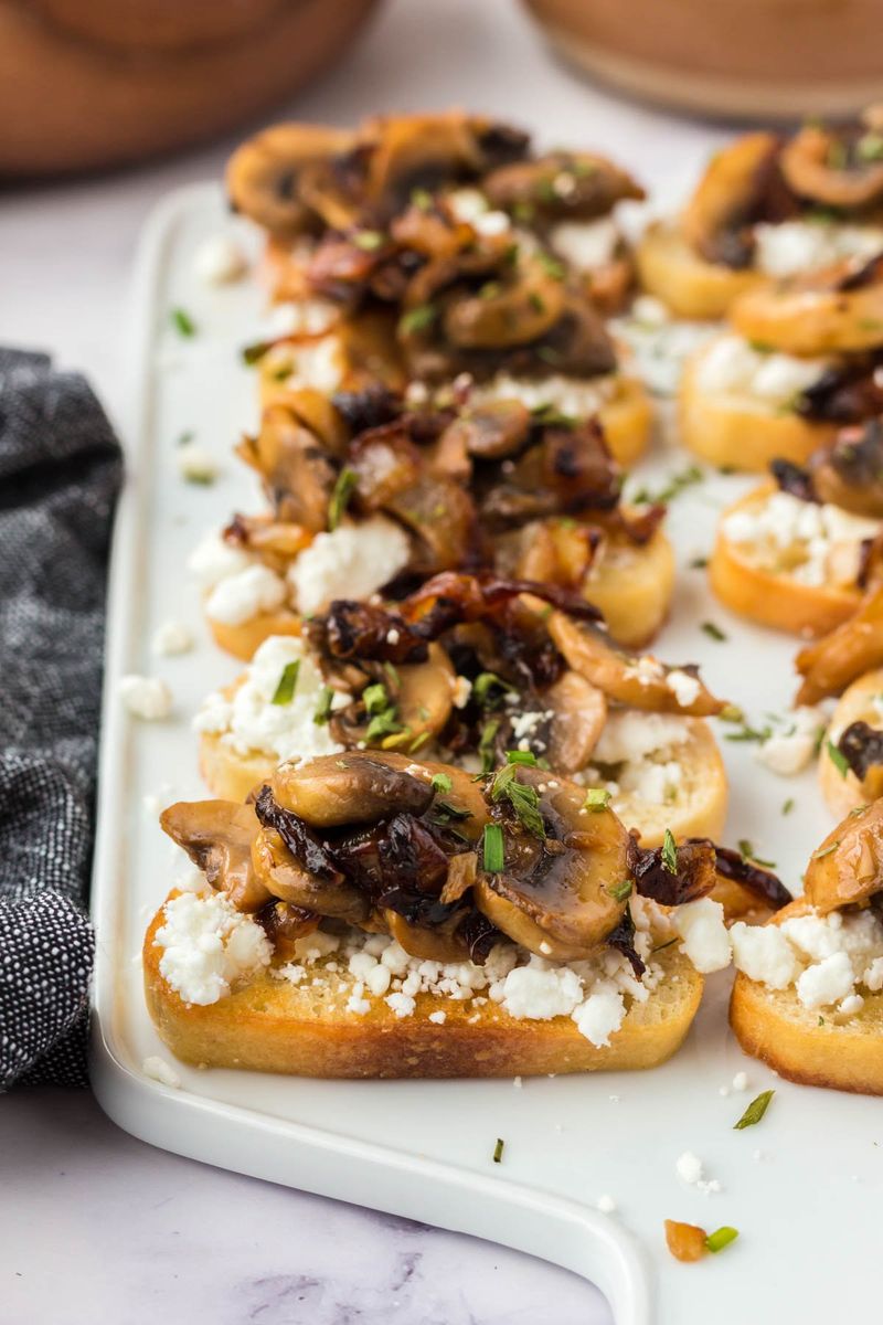 Marinated Mushroom & Feta Bruschetta