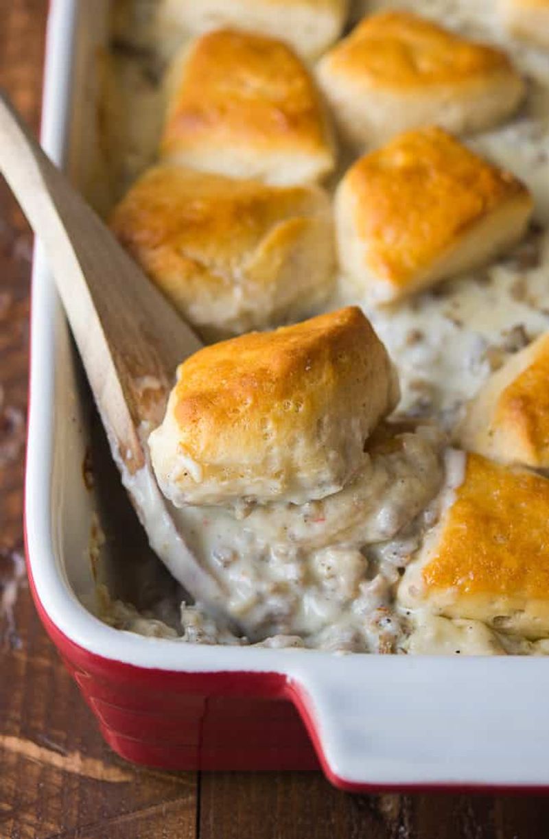 Biscuits And Sausage Gravy Bake