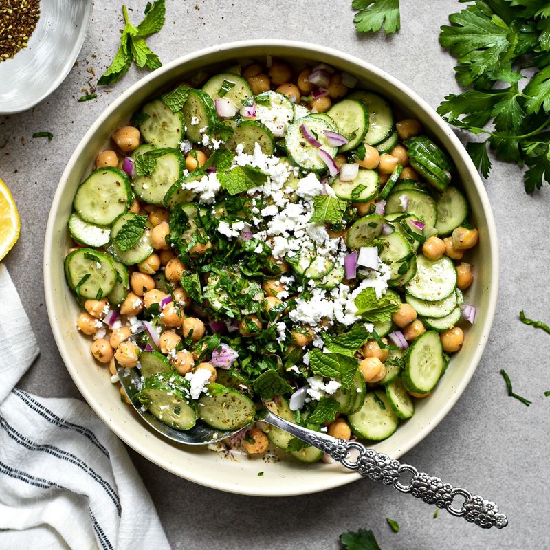 Cucumber Chickpea Protein Bowl