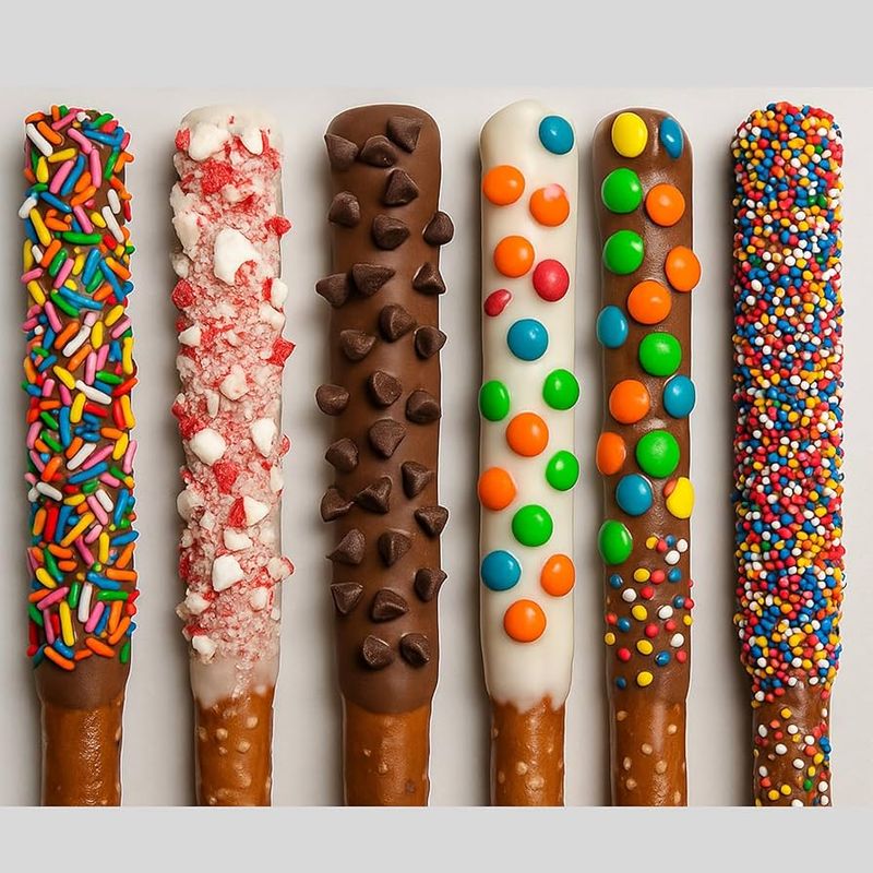Chocolate-Dipped Pretzel Rods With Sprinkles