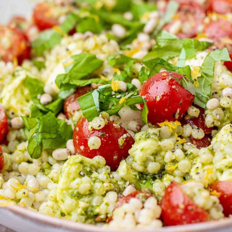 Pesto Couscous Salad With Cherry Tomatoes