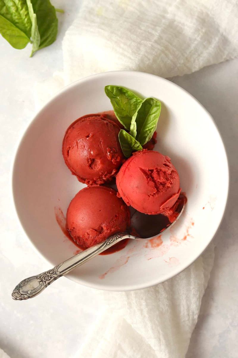 Strawberry Basil Sorbet