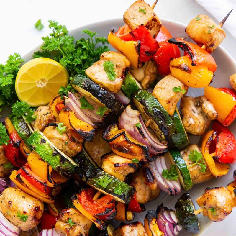 Grilled Kebabs With Garlic Sauce