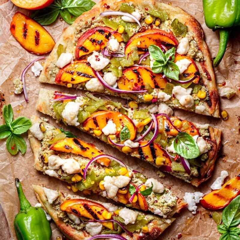 Grilled Corn & Peach Pizza