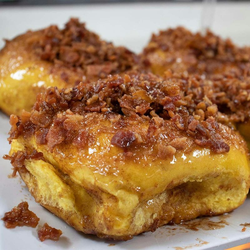 Maple Bacon Cinnamon Rolls