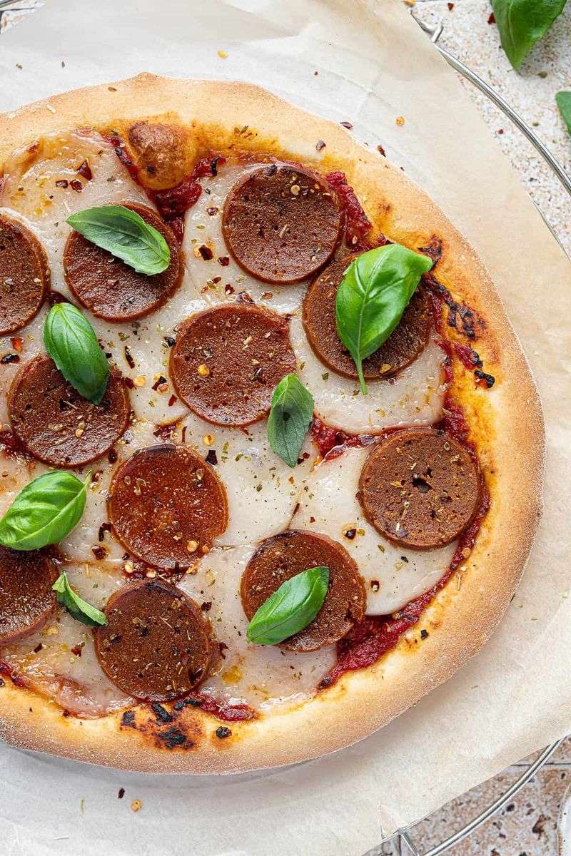 Seitan Pepperoni Pizza