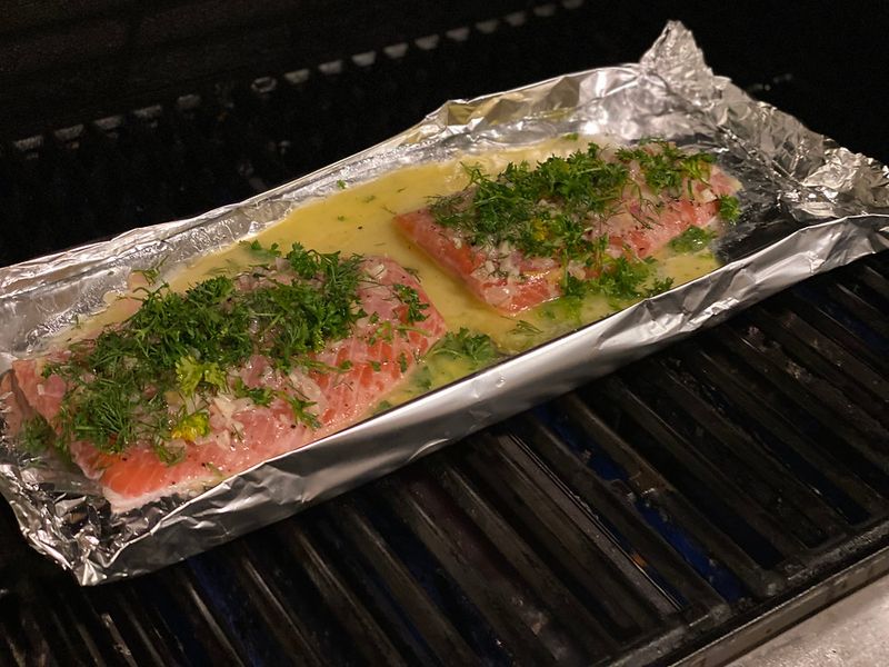 Grilled Steelhead With Garlic And Thyme