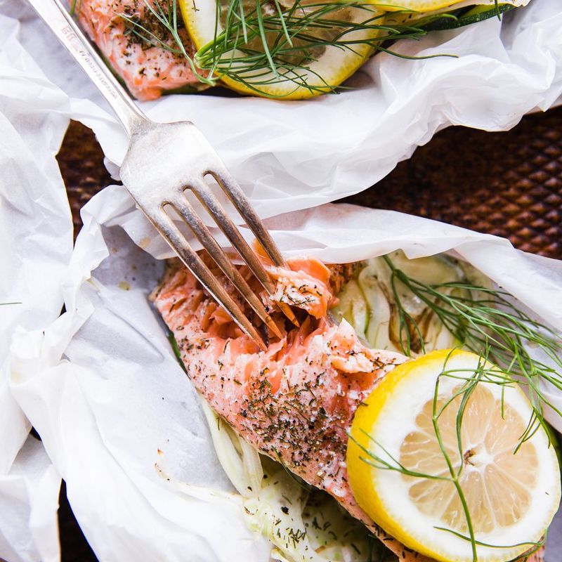 Salmon En Papillote With Spring Vegetables