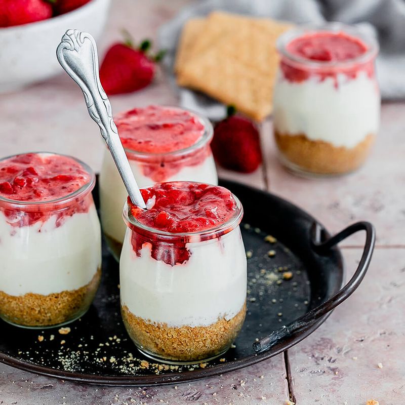 No-Bake Strawberry Cheesecake Jars