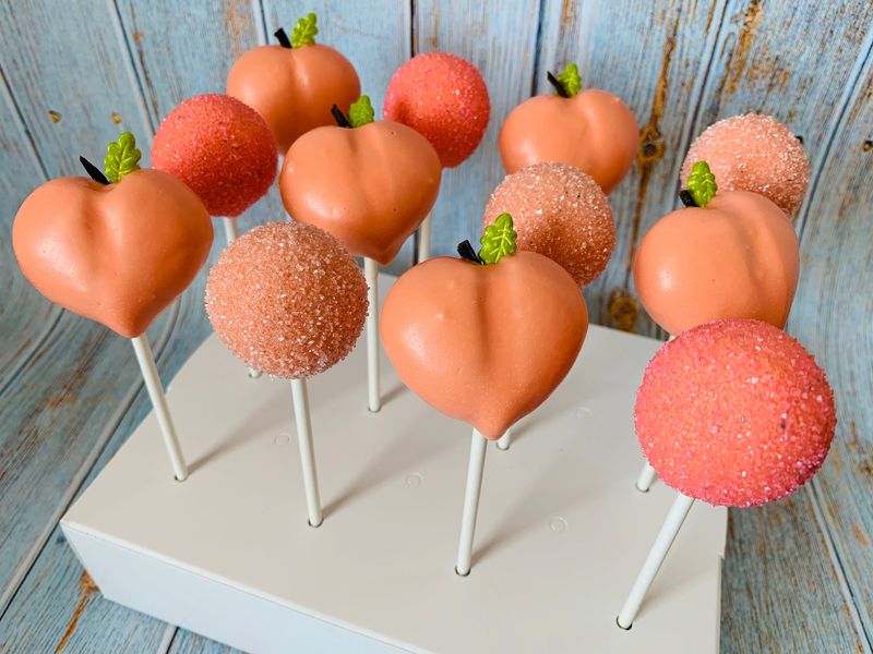 Peach Bellini Pops With Sparkling Sugar
