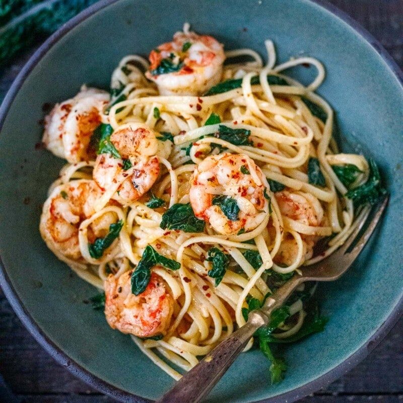 Springtime Shrimp Scampi With Arugula