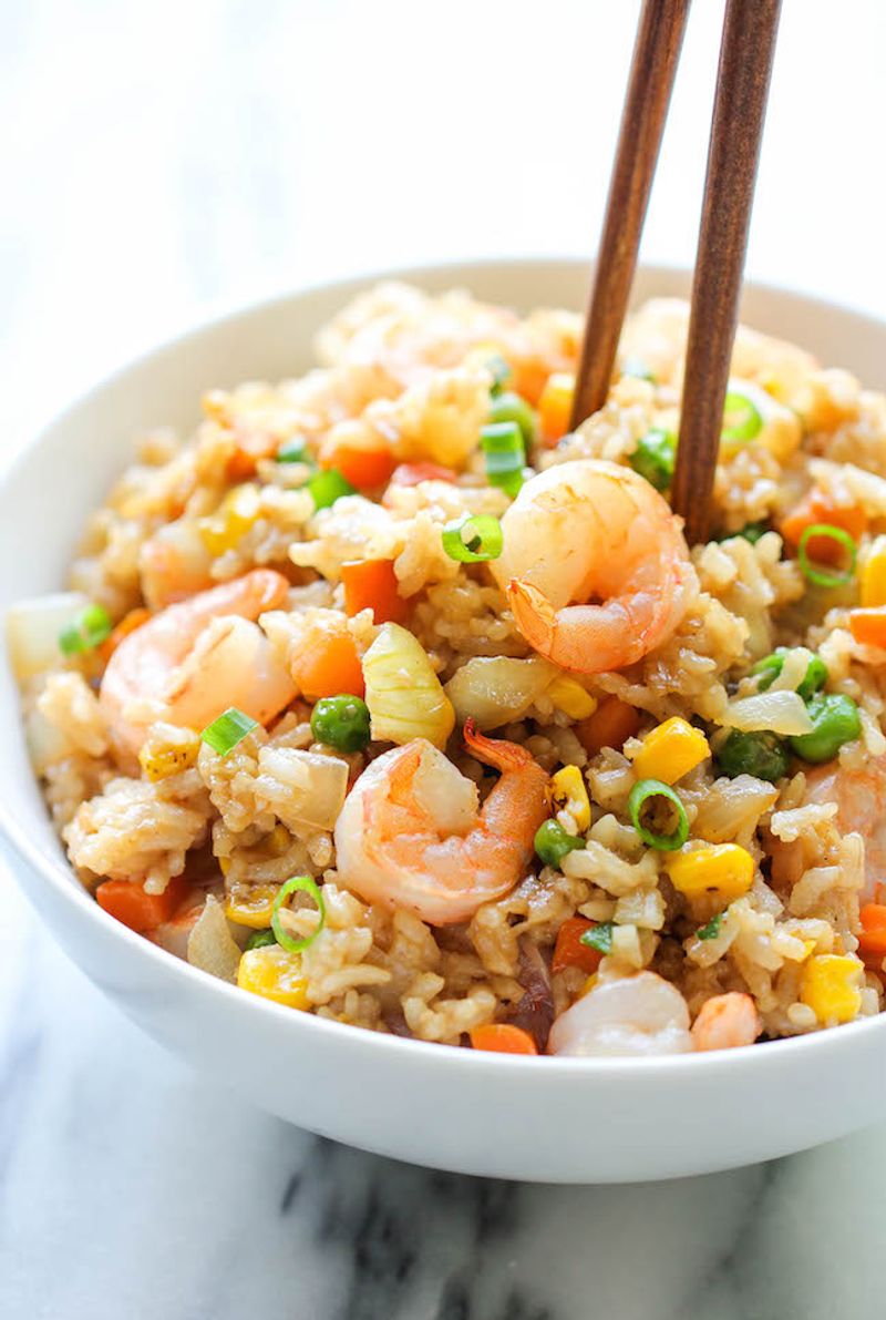 Shrimp Fried Rice (With Tiny Shrimp And Little Flavor)