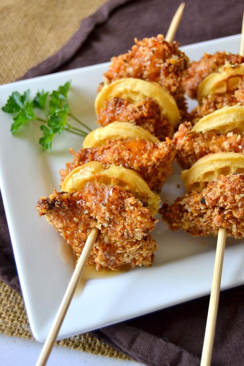 Mini Chicken And Waffle Skewers