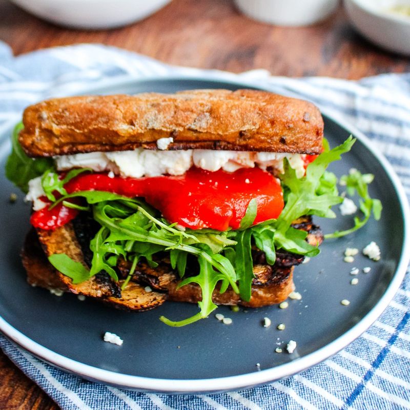Roasted Portobello & Red Pepper Sandwich