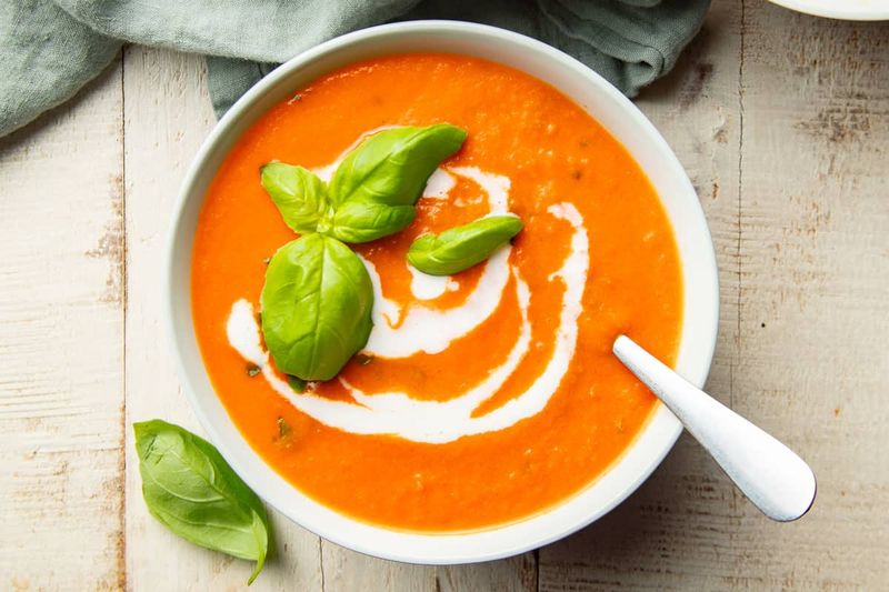 Creamy Tomato Soup In Thermos Cups