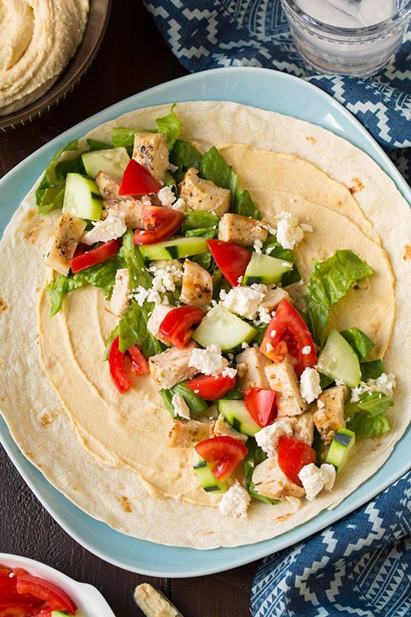 Rotisserie Chicken Wrap With Hummus