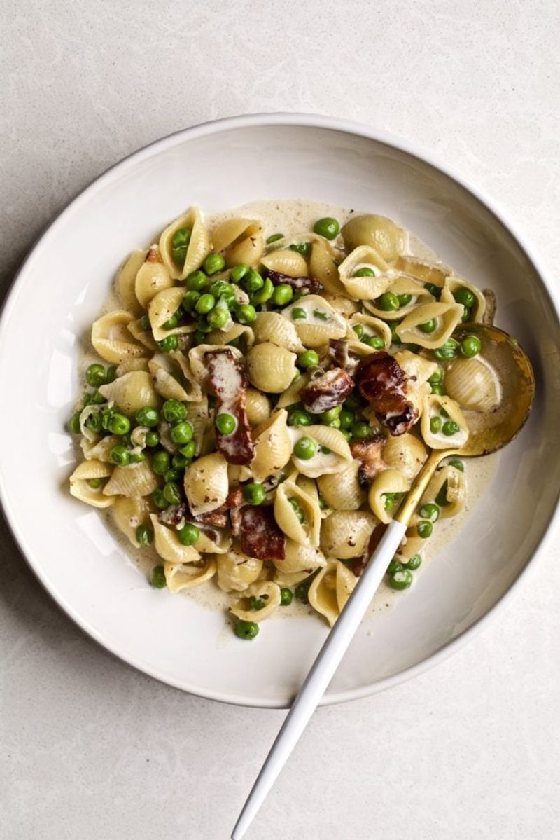 Spring Pea And Prosciutto Shells