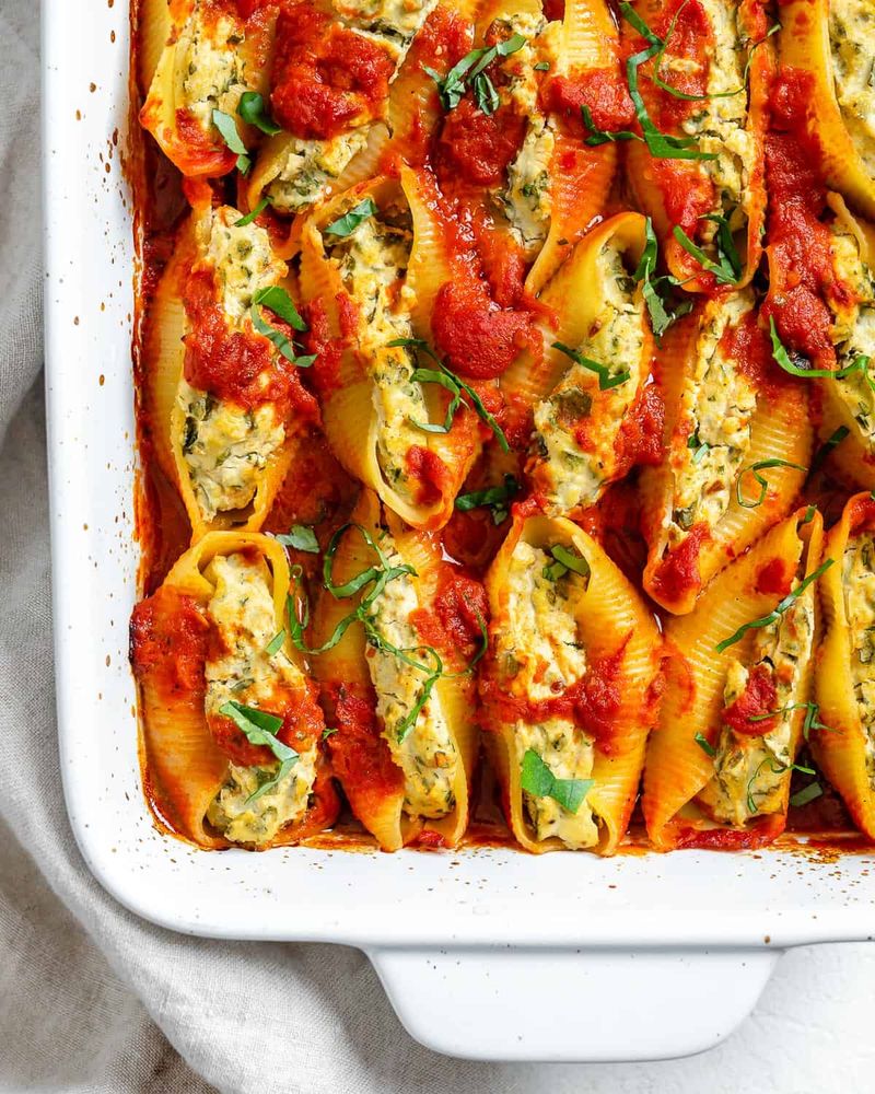 Pea And Parmesan Stuffed Shells