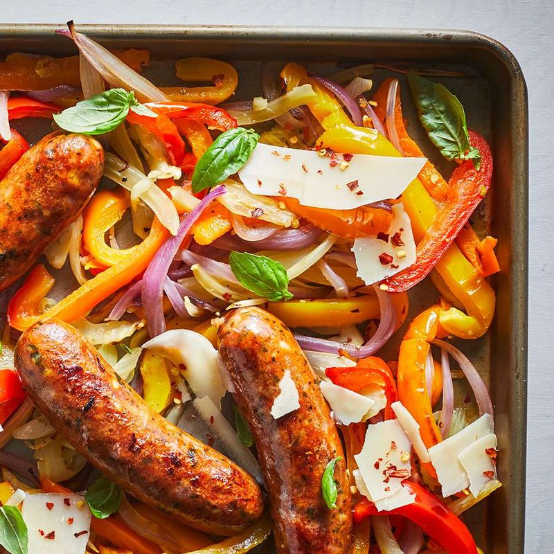 Sheet Pan Sausage And Peppers